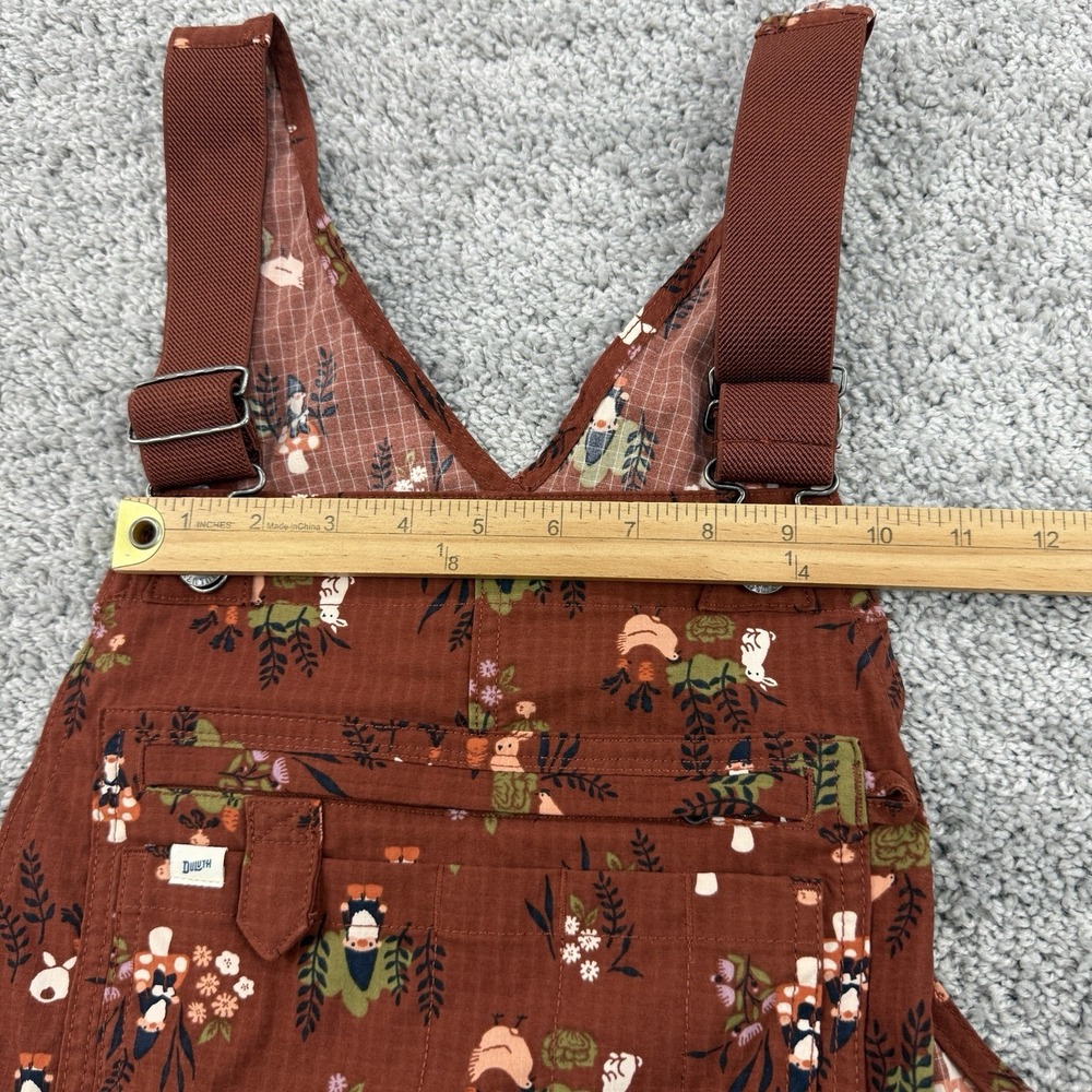Duluth Trading Overalls M Gnome Shortalls Novelty Gardening Bunnies Barn Chicken - Picture 14 of 16